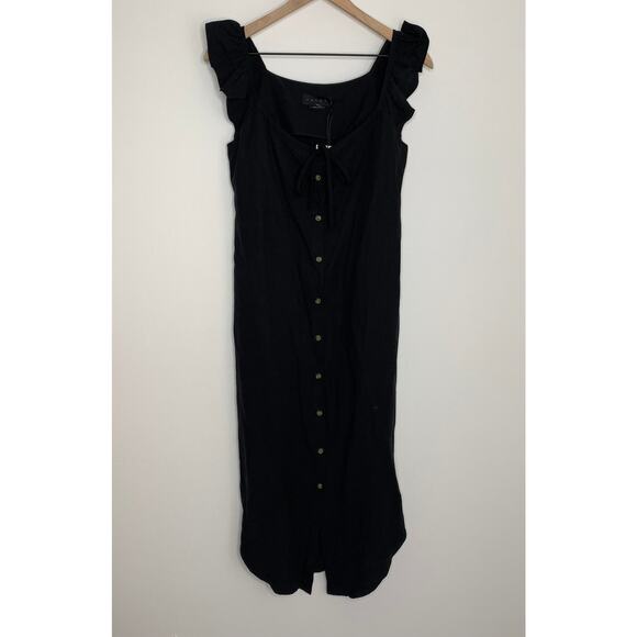 Hatch Collection Jenna Ruffle Button Front Midi Dress Black Maternity New Small - Picture 3 of 16